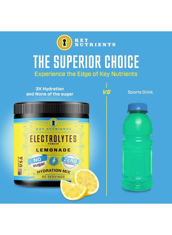 KEY NUTRIENTS Electrolyte Powder, Lemonade Hydration Supplement, 90 Servings - Image 2